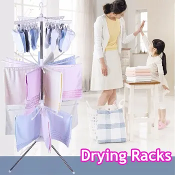 

3 Layer Hanger Ornament Drying Rack Shelf Foldable Household Clothes White/Pink Home Supply Device Rotatable Holder Tools