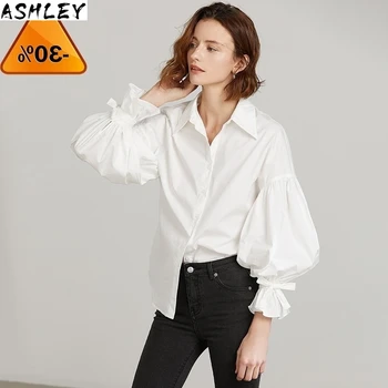 

White Tassels Women Split Temperament Blouse New Lapel Long Sleeve Loose Fit Shirt Fashion Tide Spring Autumn 2020
