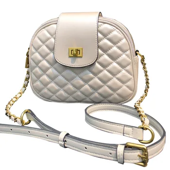 

Cow Leather Handbags 2020 New Rhombic Embroidery Lock Small Square Bag Chain Shoulder Messenger Bag Shell Female Bag