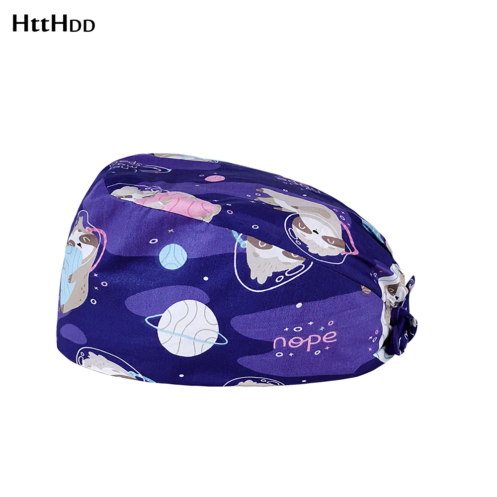 

unisex Pet shelter work scrub hat adjustable Elastic Tail cap sweat-absorbent cute cartoon print Raccoon Planet Tour scrub cap