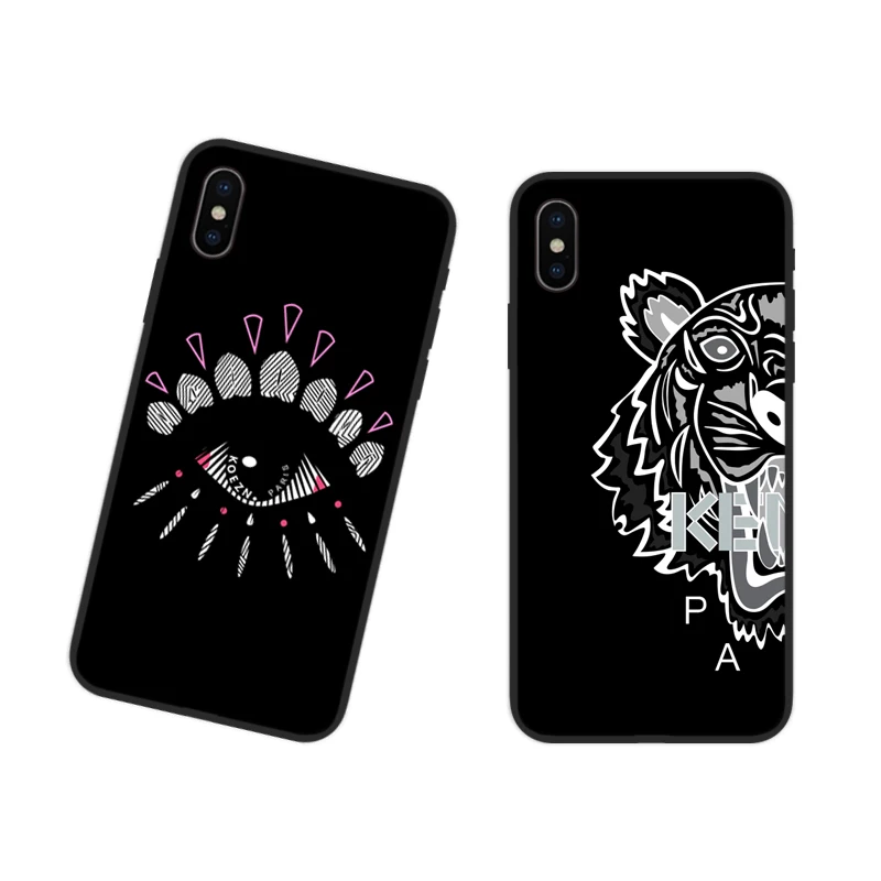 Kenzoe Cool Tiger head Patterned Couple phone case for iphone 6 6S plus
7 7plus 8 8plus X XS 11 pro max XR Leisure phone cover