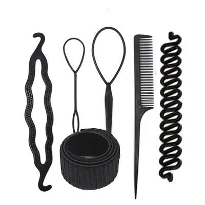 Multi-style Women Hair Accessories DIY Hair Styling Braiding Tools Magic Donut Bun Maker Hairstyle Braider Twist Headwear Clips 6pcs Style O