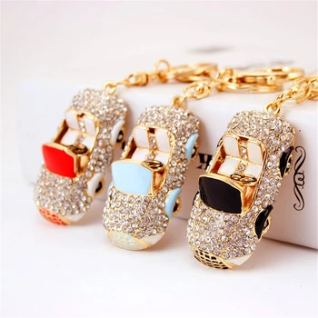 

Bag Ornaments Creative Cute Cartoon Car Model Shape Crystal Car Keychain Metal Pendant