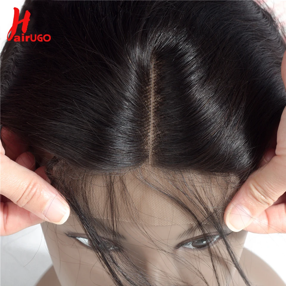 HairUGo Straight 4x4 Lace Closure Natural Hair Closure Brazilian Human Hair With Baby Remy Extensions Transparent