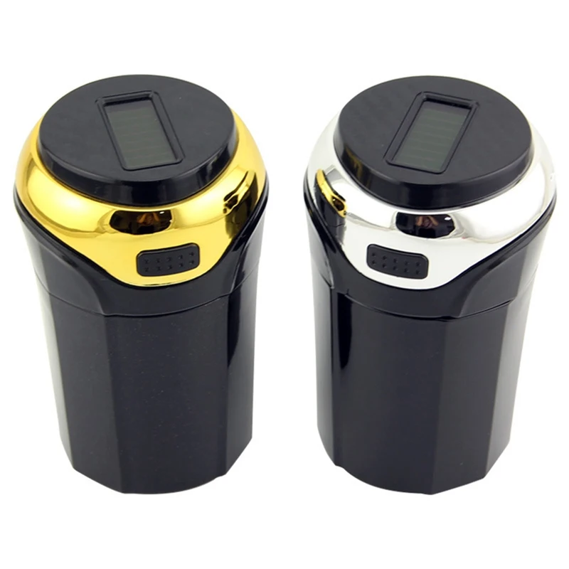 

Rechargeable Solar Energy Car LED Ashtray Car Trash Can Removable Cigarette Lighter LED Light For Car Cup Holder
