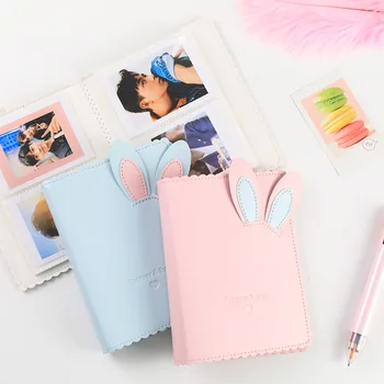 

64 Pockets PU Leather Portable Photo Album Cute Rabbit Style Album for Mini Instax & Name Card 7s 8 25 50s Album de Photos