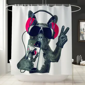 

New personality cartoon dog 3D digital printing waterproof shower curtain bathroom set partition curtain