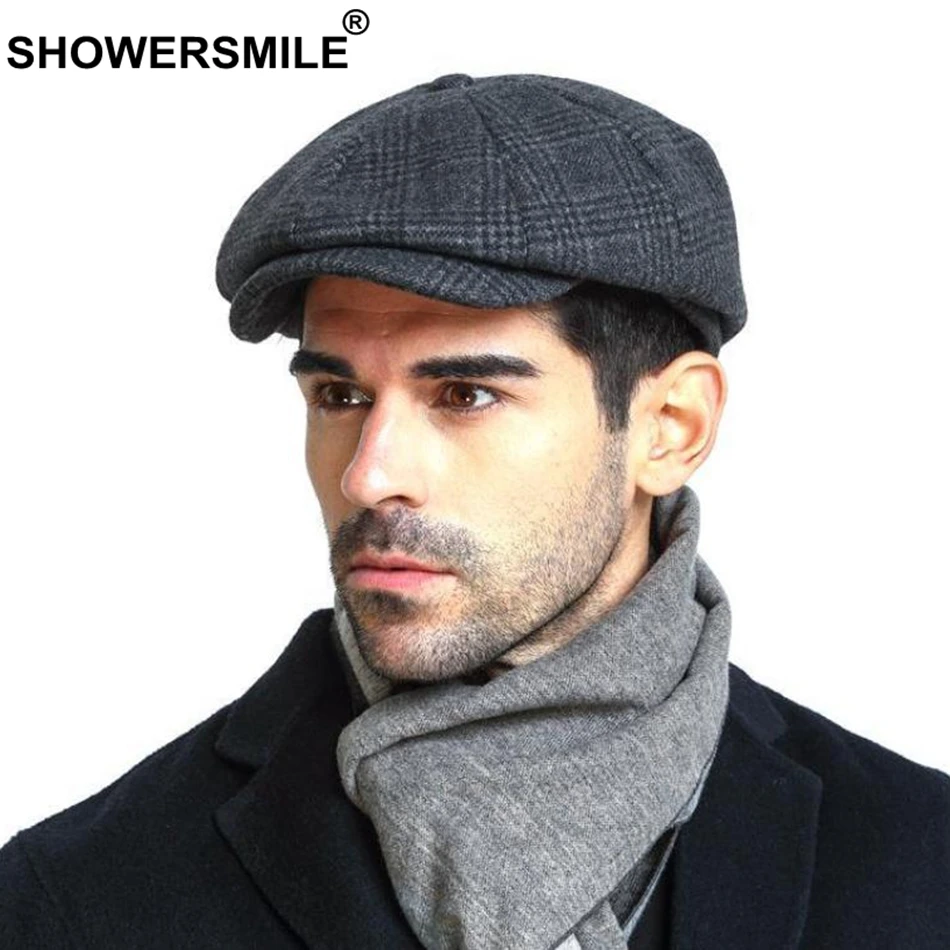 SHOWERSMILE Для мужчин с закруглёнными краями и пуговицей сверху Кепки верхняя одежда