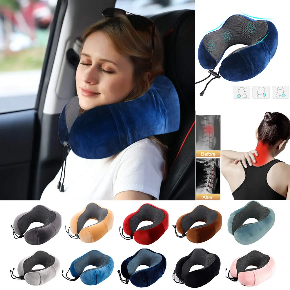 Memory Foam Rebound U-Shaped Travel Pillow Comfy Car Cushion Neck Head Support g 