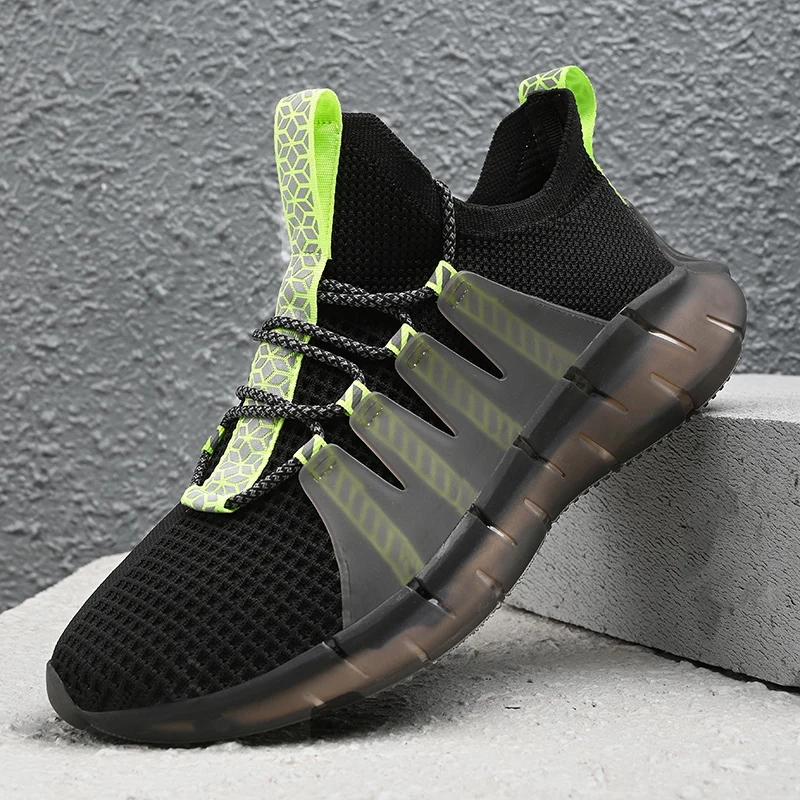 

2020 New Arrival Men for Keep Running Shoes Mesh Elastic Laces Casual Sneakers Male Luxury Designer Non-slip Black Sports Shoes