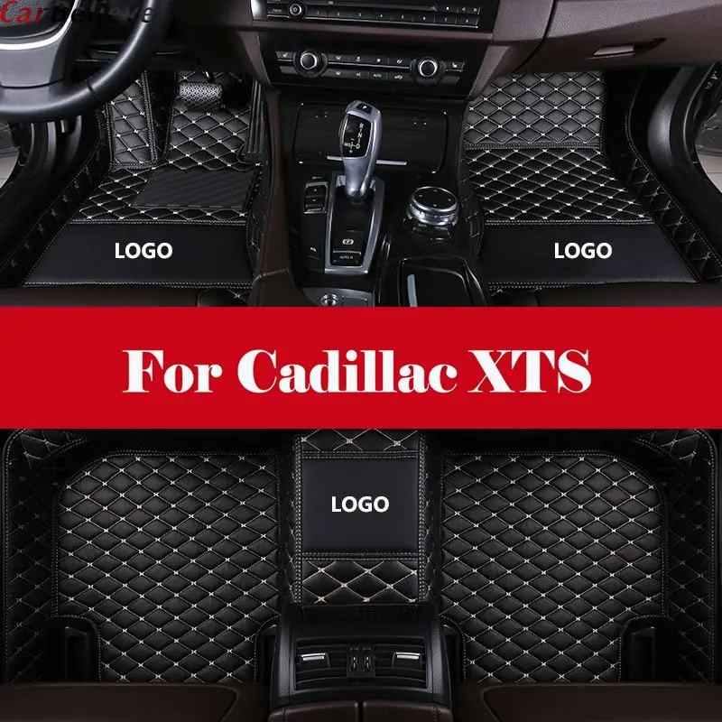 

Embroidery LOGO Custom Leather car floor Foot mat waterproof car accessories styling For Cadillac XTS