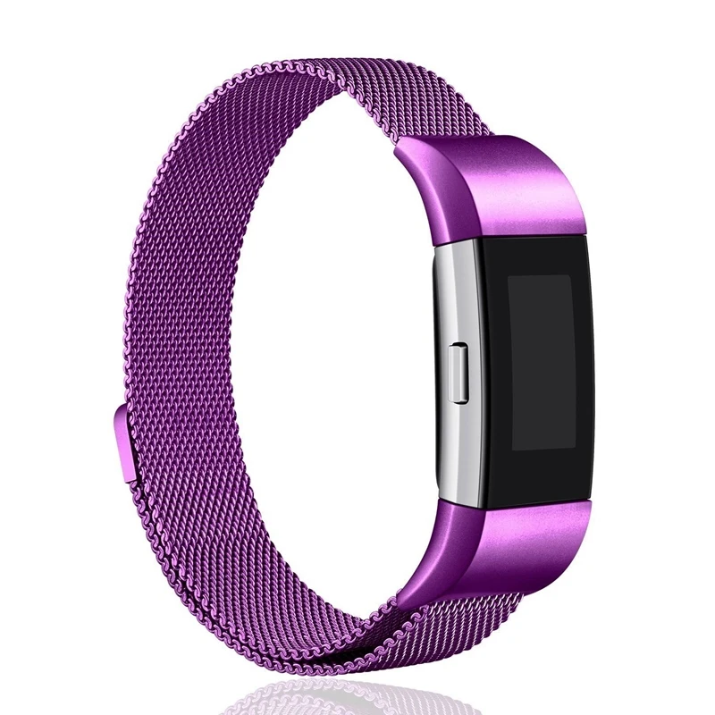 Ремешок для часов с магнитным замком из нержавеющей стали для Charge 2/samsung gear S2/S3/apple Watch/Fitbit Alta - Цвет ремешка: purple