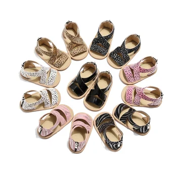 

Baby Girl SummerLeopard Print Baby Sandals Infant Zipper Toddler PU Shoes Soft Sole Babe Girls Shoes