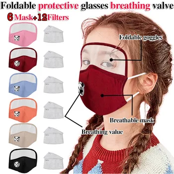 

Face Mask with Eyes Shield + 12 Filters masque Prevent droplets Reusable Washable Mascarillas Face Shield Masque 7.17