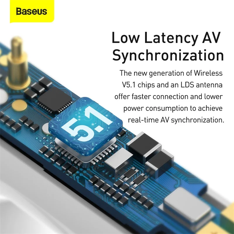 Baseus TWS ANC Wireless Bluetooth 5.1 Earphone Active Noise Cancelling Hi-Fi Audio Earphones Touch Control Gaming Earbuds