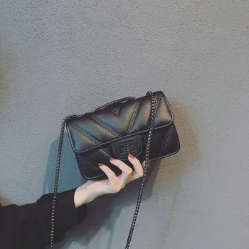 

Bag Women's 2020 New Style Hong Kong Style Retro Messenger Bag Square Sling Bag Girl's Small Bag Chic Chain