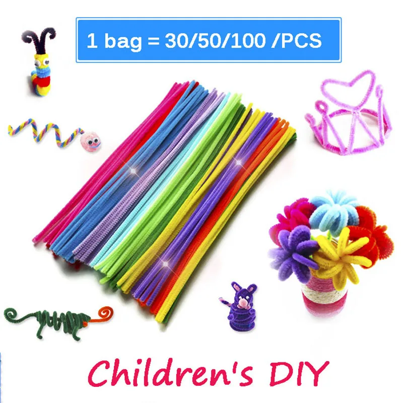 30/50/100pcs Glitter Chenille Stems Pipe Cleaners Plush Tinsel