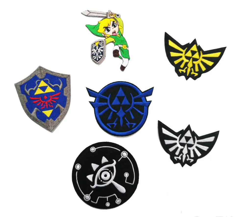 The Legend of Zelda Crest Shield Embroidered Morale Hook Patch Badge Blue Gray