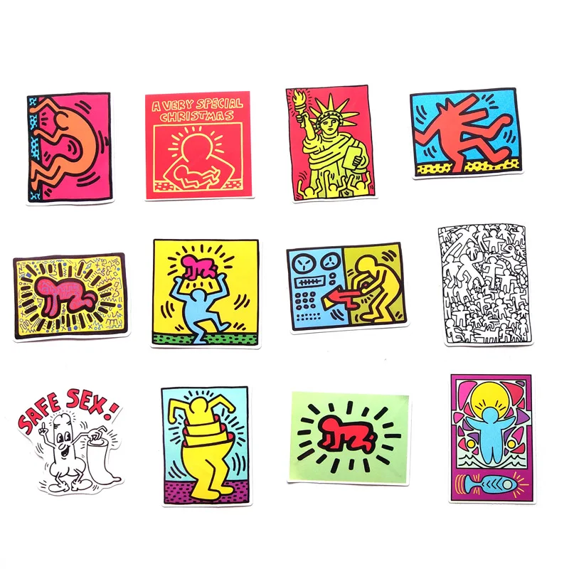 50 шт. в упаковке, мультяшная наклейка Keith Haring, водонепроницаемый ПВХ, багаж для велосипеда, ноутбука, автомобиля, гитары, мотоцикла, скейтборда, Детские игрушечные этикетки