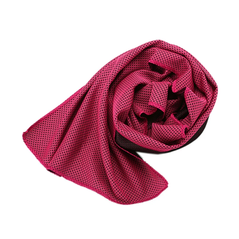rose red Спортивное ледяное полотенце 90x30 см, практичное, долговечное, мгновенное охлаждение, полотенце для лица, Разогревающее, многоразовое, прохладное полотенце, подходит для занятий спортом, тренажерного зала, бега - Цвет: rose red