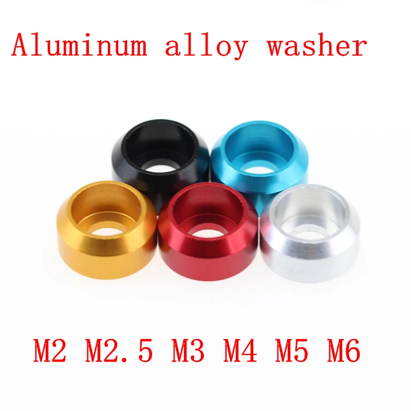 

50pcs M2 M2.5 M3 M4 M5 M6 Aluminum Alloy Cup head Washer crown type gasket shim for car model