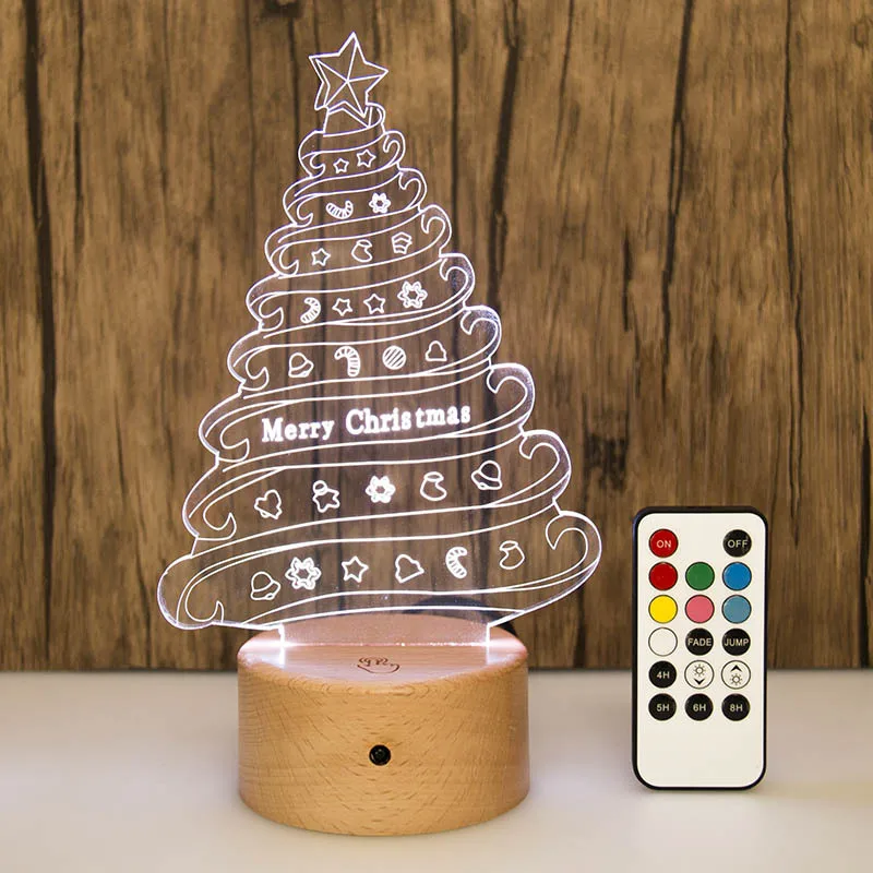 

New Style Creative 3D Night Lamp Building Blocks Base Touch Acrylic LED Solid Wood USB Light Gift Customization