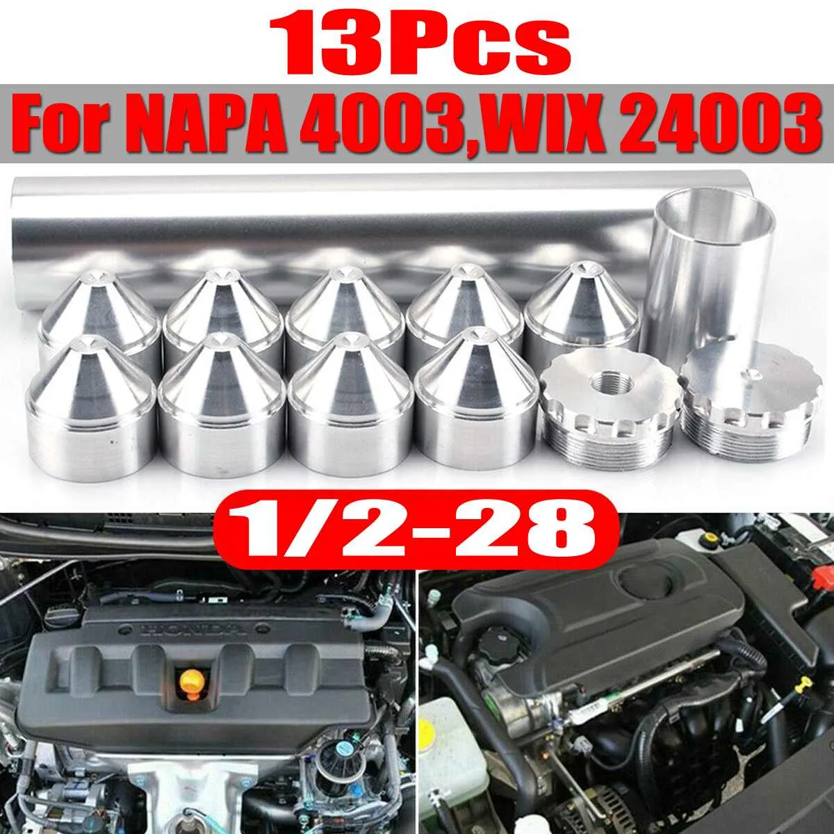 

1-3/4x10 1/2"-28/5/8"-24 Threads For Napa-4003-WIX-24003 Car Fuel Filter For Napa 4003/ WIX 24003 Black / Silver Aluminum