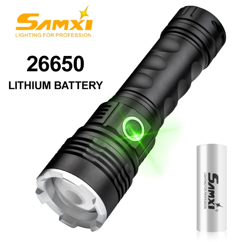 

XHP 50.2 LED Flashlight With 18650 or 26650 Battery High Power Rechargeable LED Flashlight As Tactical Flashlight For Camping
