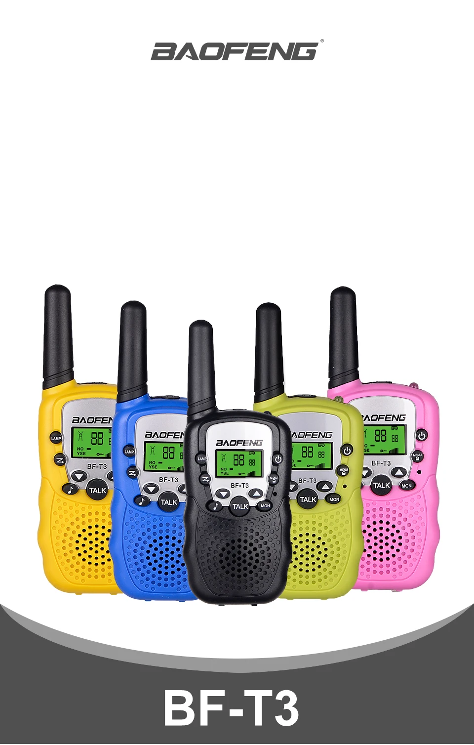 2 шт. Baofeng BF-T3 UHF 462-467 MHz 8 канал Walkie Talkie Портативный Двусторонняя 10 тонов вызова приемопередатчик BF T3 для малыша радио