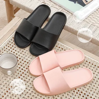 WDZKN Fashion Solid Concise Summer Home Slippers Women Flat EVA Lightweight Indoor Bathroom Slippers Men Couples Slides H2036G - Image 2
