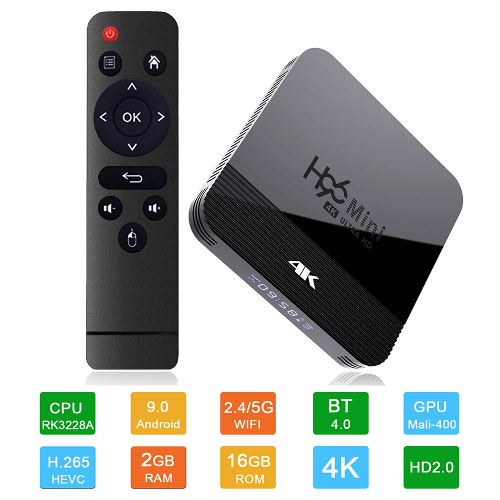 ТВ приставка H96 Mini H8 4K с Android 9 0 смарт RK3228A H.265 Двойной Wi Fi 2 4G/5G на Google Player IPTV