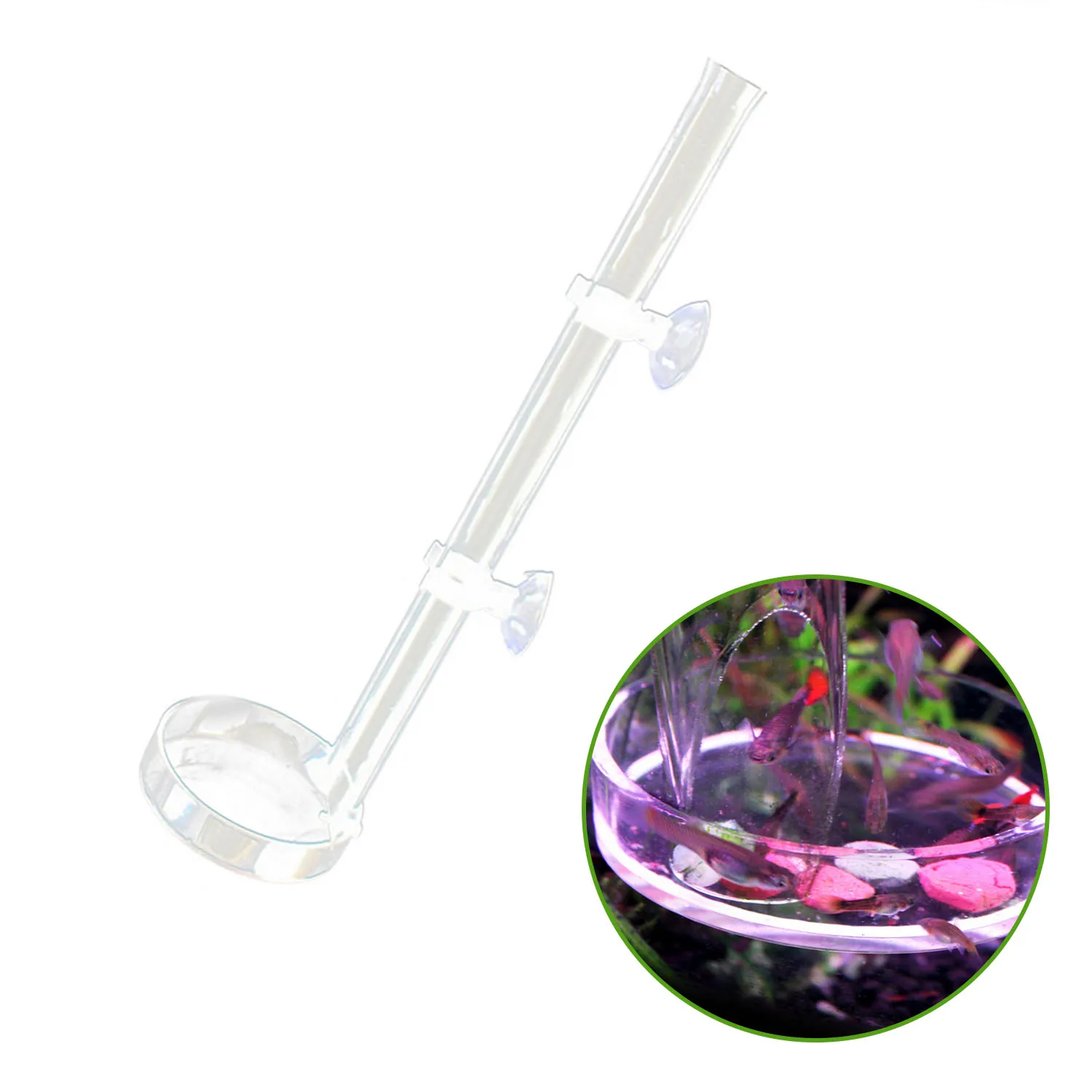 Behogar Aquarium Glass Feeder Transparent Acrylic Shrimp Food Feeding Tube with 8cm Dish Bowl for Fish Tank Accessories | Дом и сад