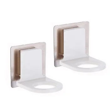 

2 Pcs Portable Plastic Rack Hook Hanging Shampoo Bottle Organizer White Soap Wall Mount
