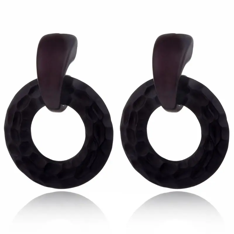 

Dark Black Acrylic Geometric Circle Acetate Resin Stud Earring Fashion Jewelry