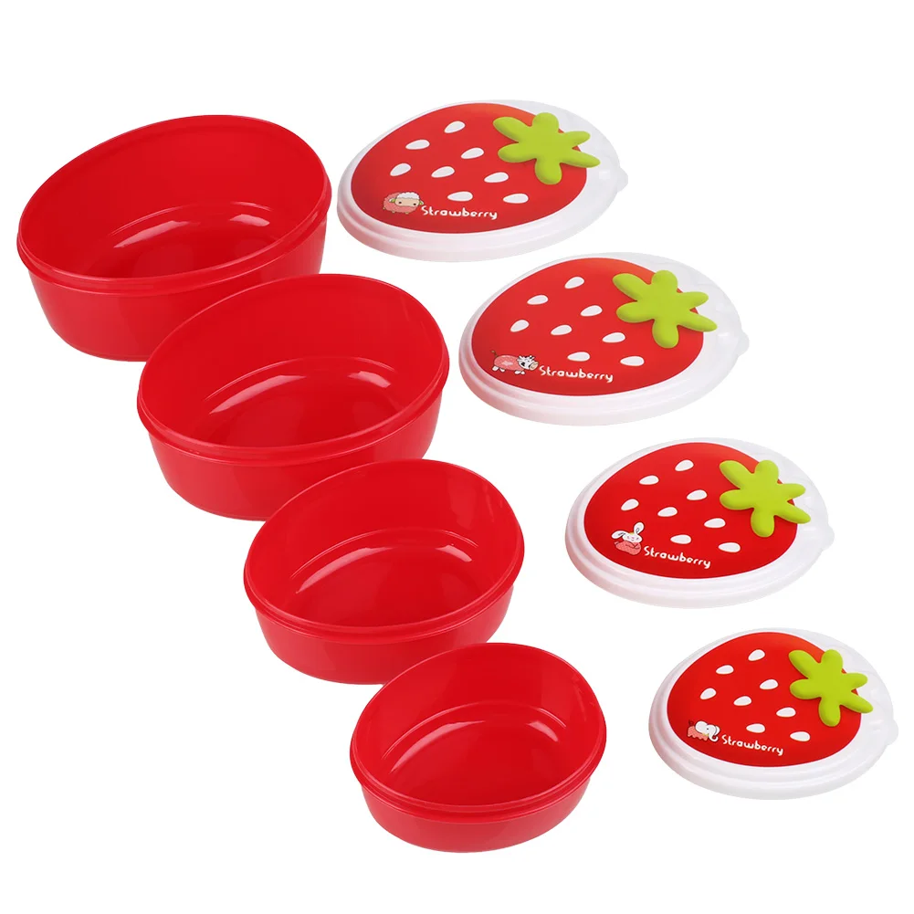 

Strawberry Plastic Thermal Insulated Lunch Box Picnic Storage Container