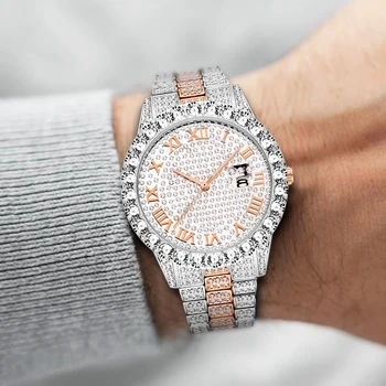 

MISSFOX Men Watches Top Brand Luxury Rose Gold Rolexable Watch Men Date Quartz Waterproof Fashion Steel Diamond Male Wristwatch