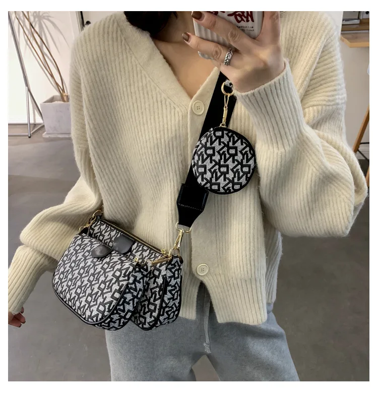 

3pcs Woman Messenger Bag 2020 New Fashion Three In One Handbags Wide Shoulder Strap Crossbody Bag Wallet Purse Handbags
