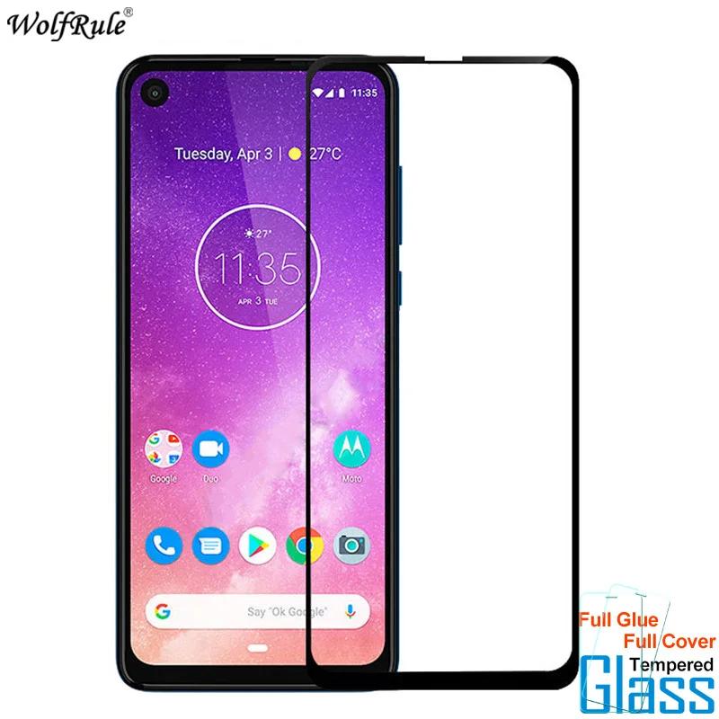 

Glass For Motorola One Action Screen Protector Full Glue Cover Tempered Glass For Motorola One Action Glass Protect Phone Film