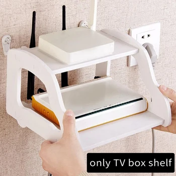 

Easy Install Plastic Space Saving Router Holder TV Box Shelf Double Layer Modern DVD Player Practical Home Wall Mount With Hook