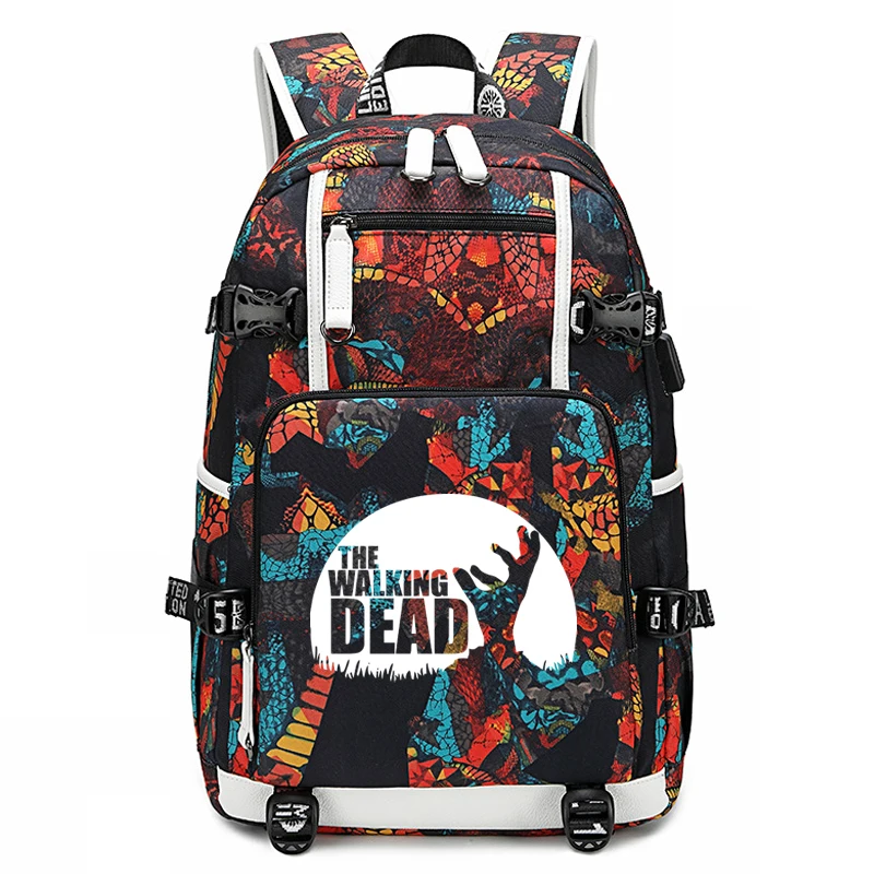 Walking Dead Printing Casual Zipper 18 Inch Student Schoolbag Men/Women Large Capacity Bags Teenager's Outdoor Travel Backpacks - Цвет: 803-ff-1122-1(6)