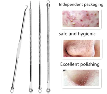 

4Pcs Blackhead Acne Comedone Removal Needles Pimple Belmish Extractor Remover Tool Spot Pin Kits for Face Clean