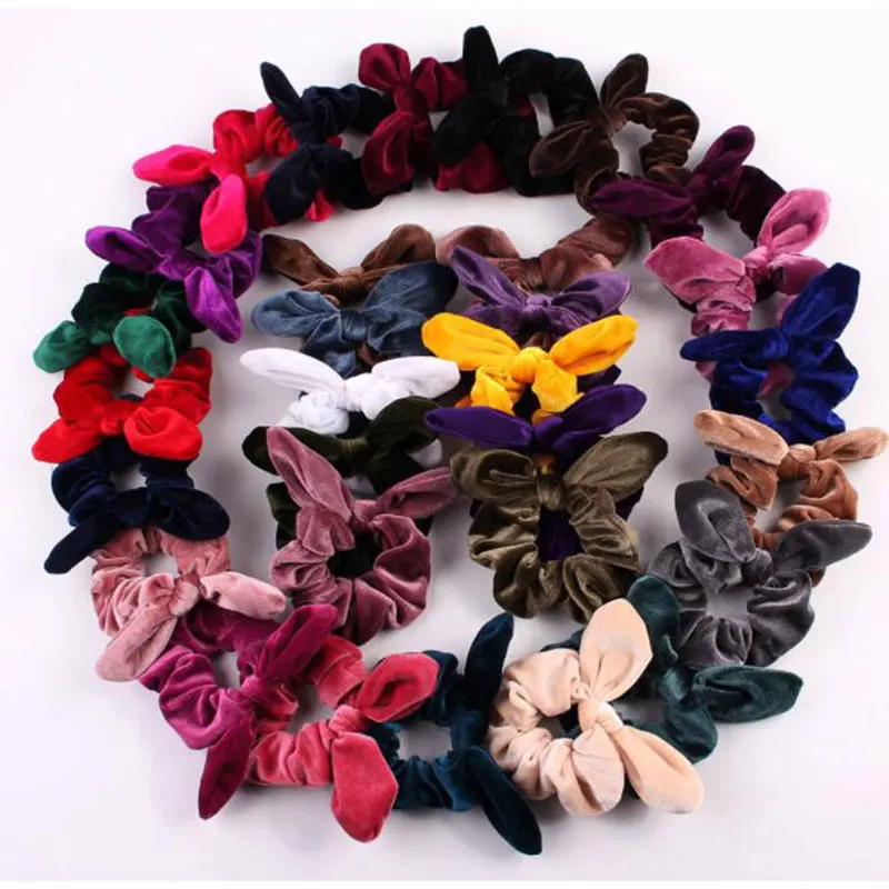 

36 Colors Cute Bunny Ear Girl velvet scrunchies scrunchie chouchou cheveux femme hair scrunchies hair bows