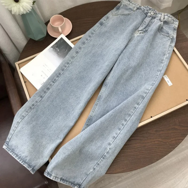 2020 Women's Wide Leg Jeans Plus Size Straight Denim Woman Pants High Waist Female Autumn New Loose Korean Vintage Lady Bottoms 2020 Women's Wide Leg Jeans Plus Size Straight Denim Woman Pants High Waist Female Autumn New Loose Korean Vintage Lady Bottoms