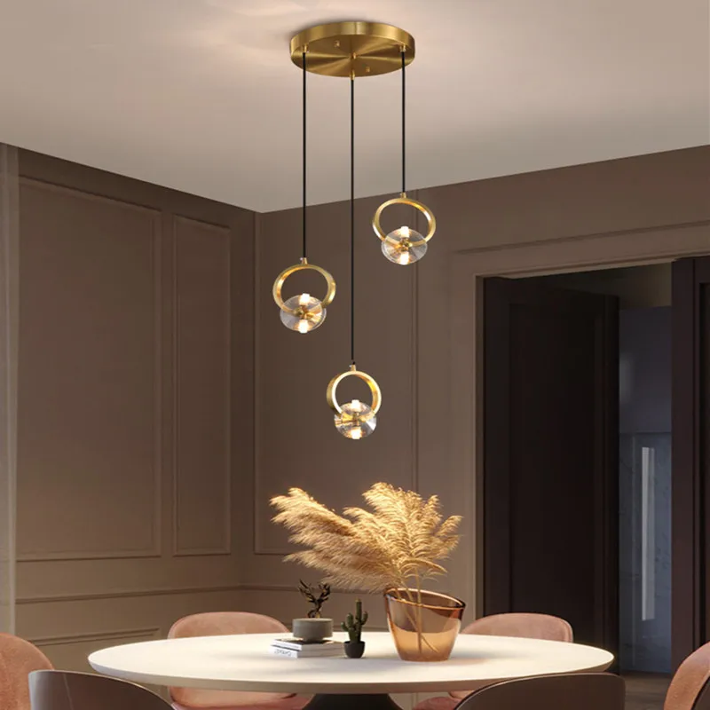 

Minimalist Led Pendant Lights Copper Hanging Lamp Crystal Dining room Light Nordic Pendant Lamp For Bedroom Kitchen suspension
