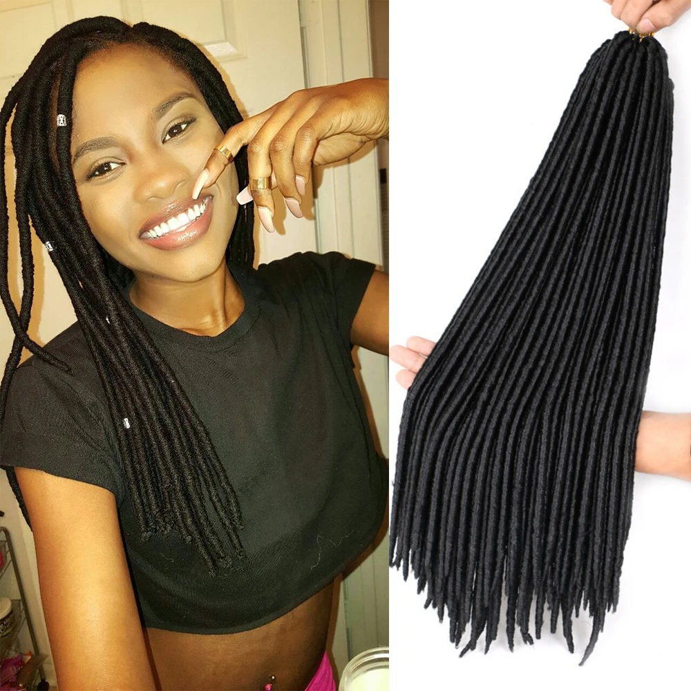 

Belle Show Straight Faux Locs Crochet Hair 18" 24 Strands Soft Dreadlocks Crochet Braids Synthetic Braiding Hair Extensions