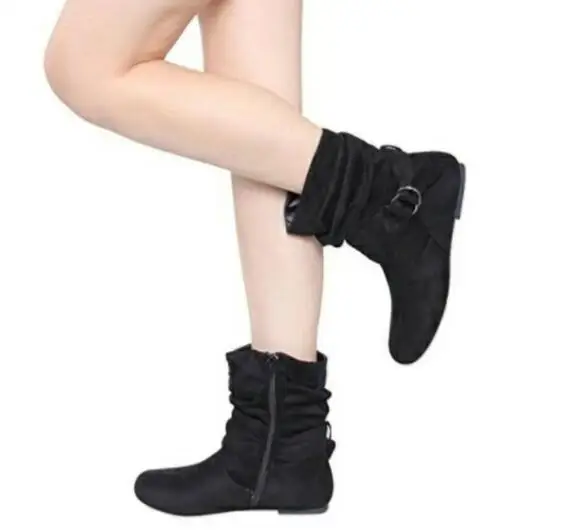 Flat Boots Zip Up Shoes 