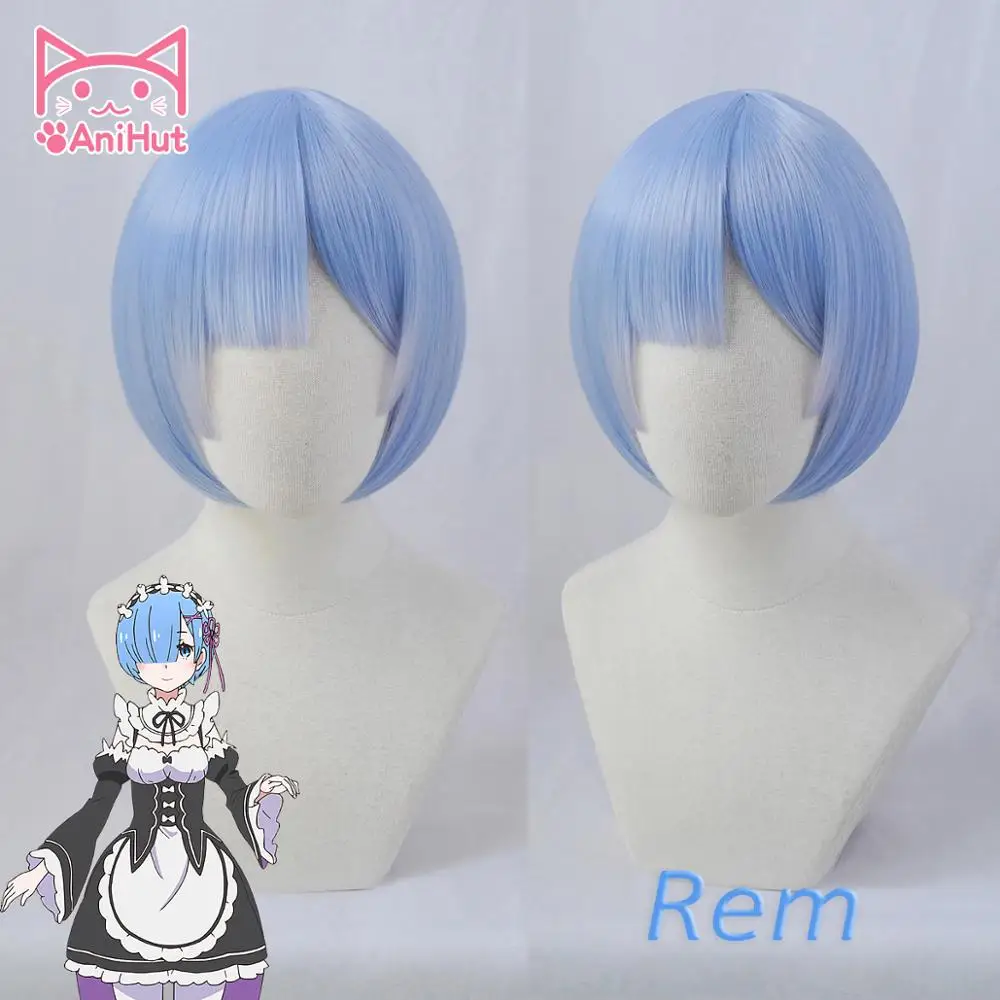 AniHut REM парик аниме Re: Zero начала жизни в другом мире термостойкие синтетические Синие Косплей волосы REM парик