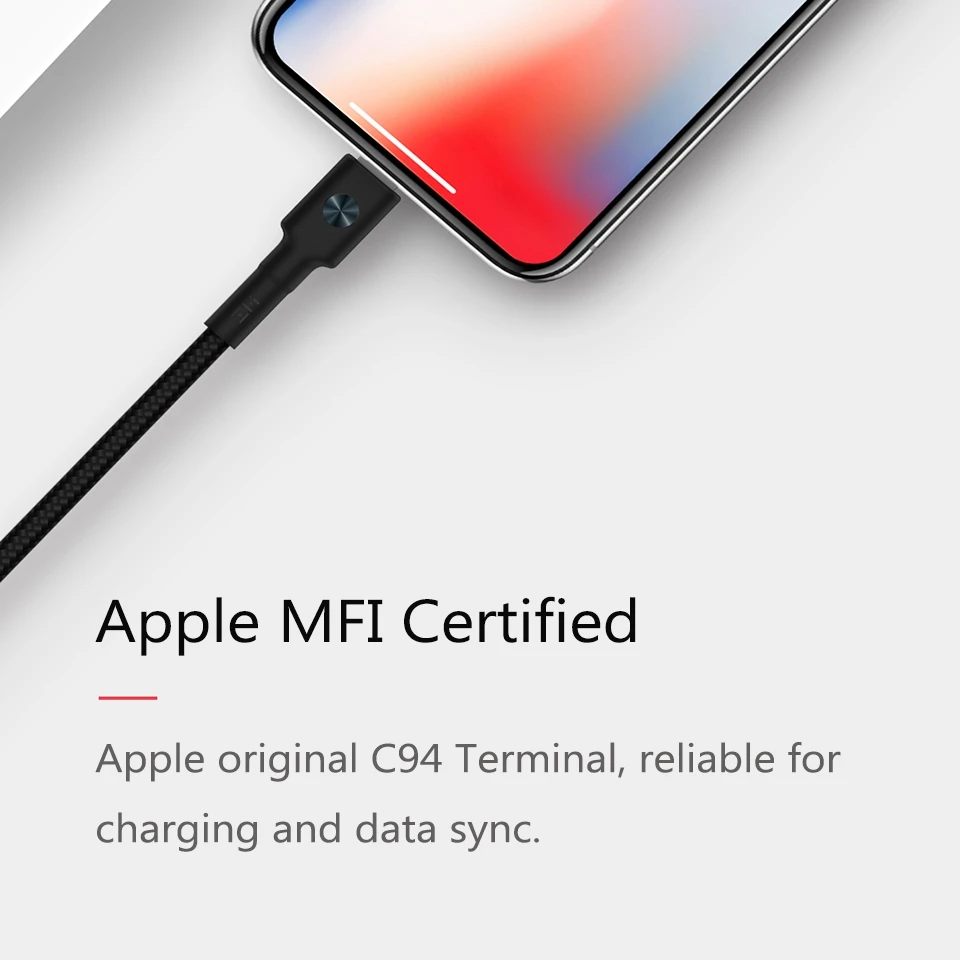 Оригинальный кабель ZMI MFI usb Lightning для iPhone 11 xs xr 8 7 6 5 apple ipad pro зарядное устройство