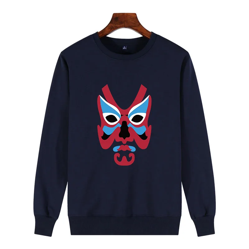 

Color mask Print Color graffiti effect Men 100% Cotton Sweatshirt Chinese Peking Opera Gorgeous rock street style Mens Pullover