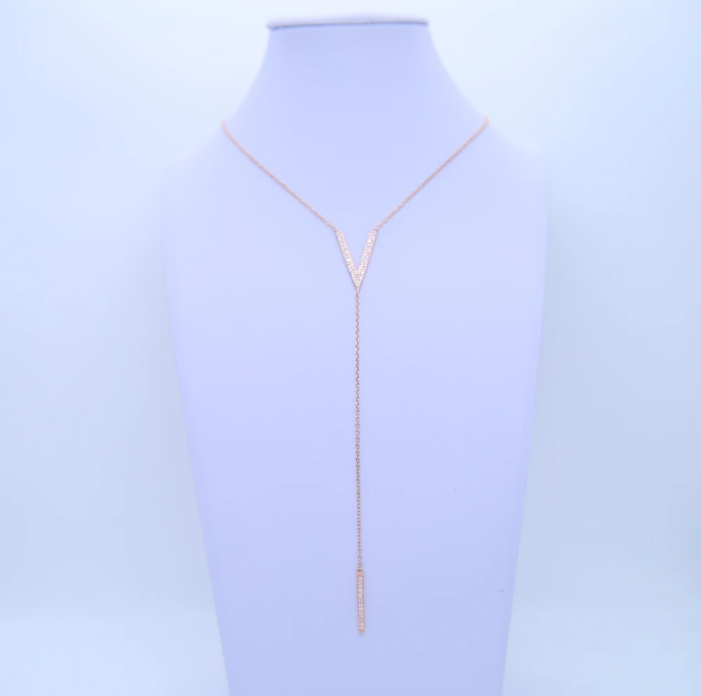 BLACK FRIDAY delicate multi layer choker Cz V bar Charm Necklace Women 925 sterling silver Y Shape Long chain Lariat Pendant | Украшения и